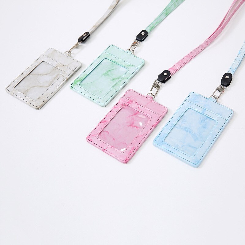 Leuke Marmer Lanyard Credit Card Id Houder Tas Student Vrouwen Reizen Bank Bus Visitekaartje Cover Badge Portemonnee Tassen: 1pcs colour random