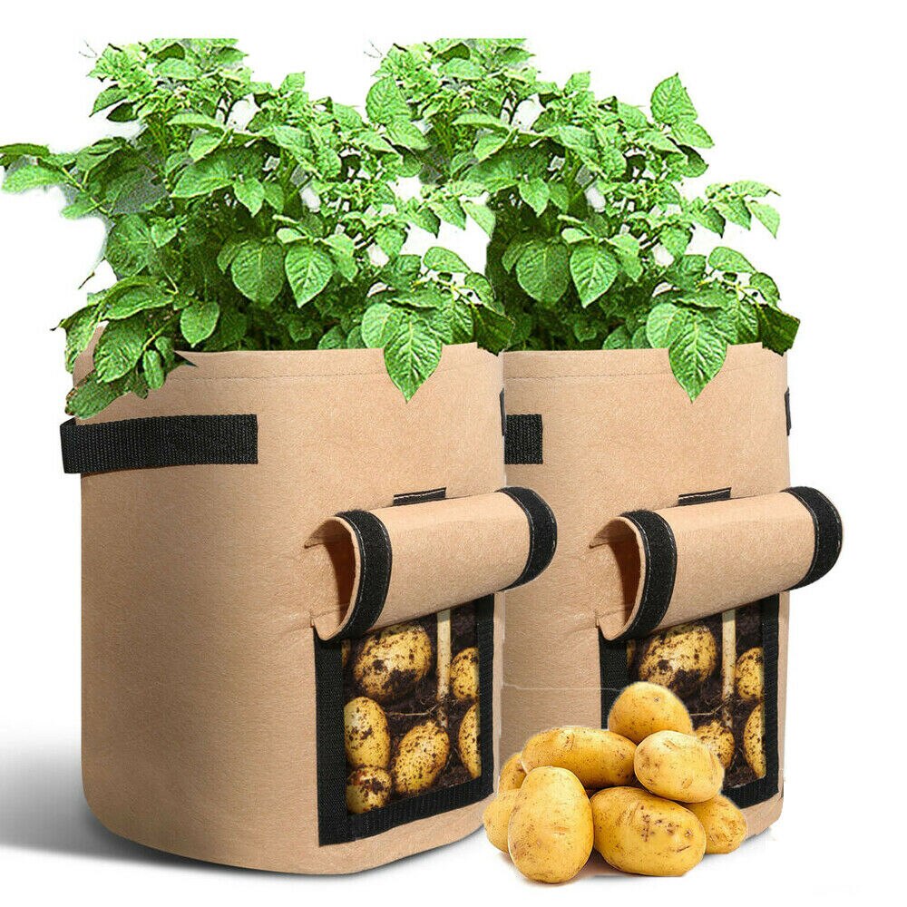 Plant Grow Bags home garden Potato pot greenhouse Vegetable Growing Bags Moisturizing jardin Vertical Garden Bag tools droship: 2pcs brown (10gal)