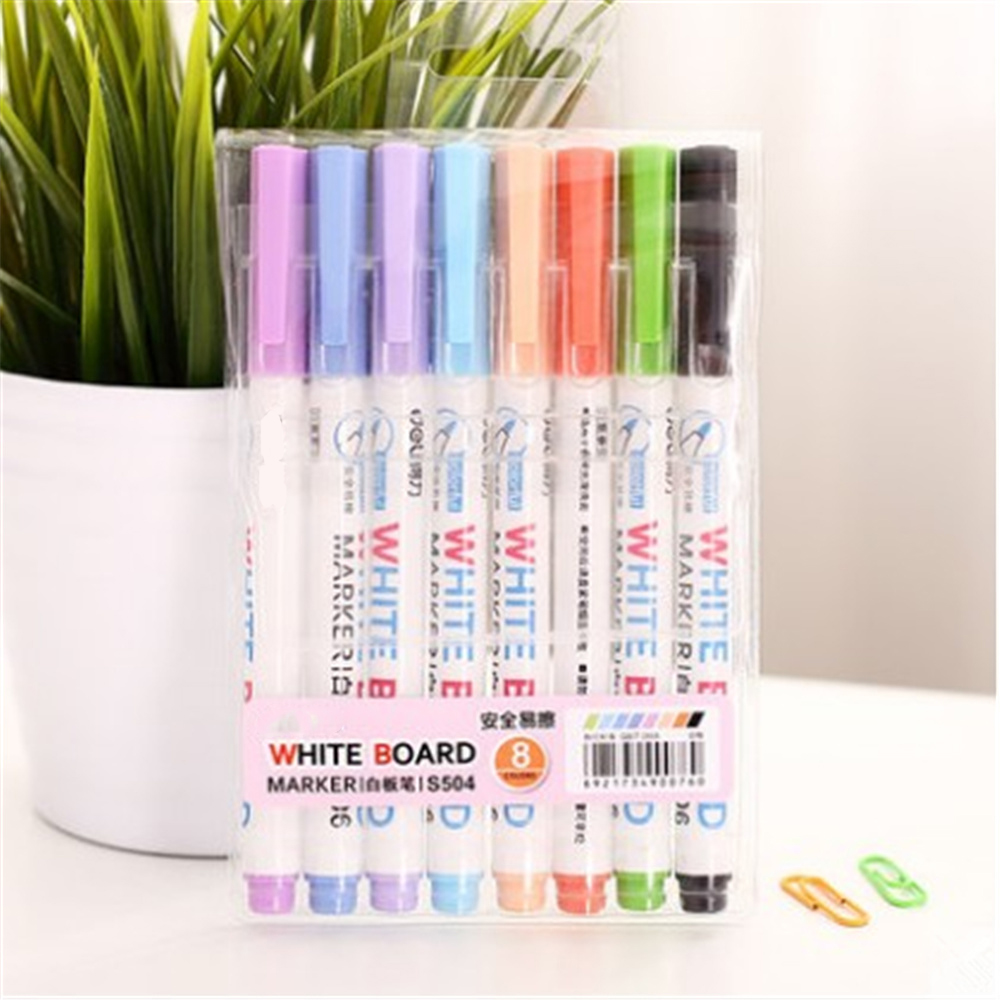 8 kleur/doos Lage Geur Droog Uitwisbare Markers, Whiteboard Marker Uitwisbare Pennen Set, Ultra Fijne Tip, diverse Kleuren