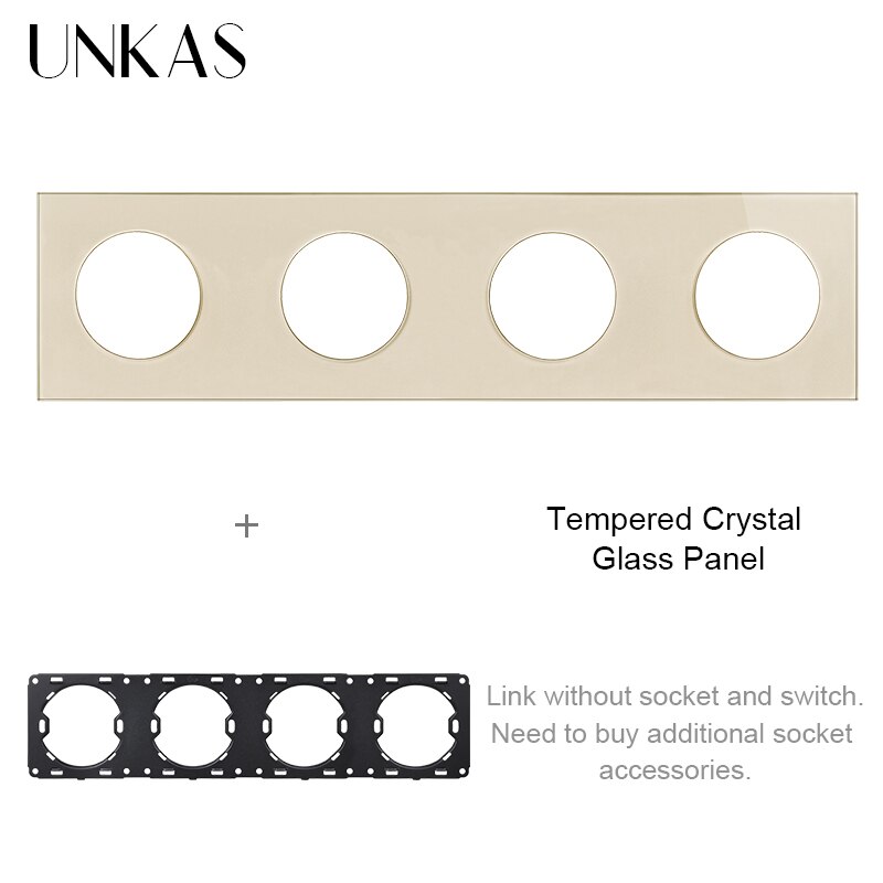 UNKAS Free Combination Single Gray Tempered Crystal Glass Panel Grey Modules DIY Matching For Wall Socket Switch: Gold 344 Panel