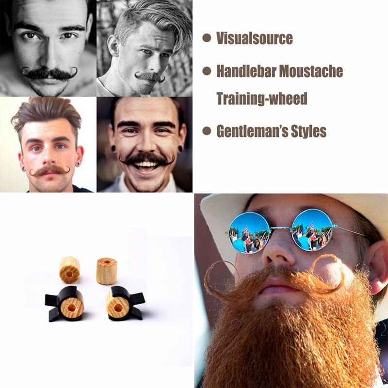 Træ silicagel styr overskæg træningshjul til mænd salon moustache styling skabelon til skægformning trimningsværktøj