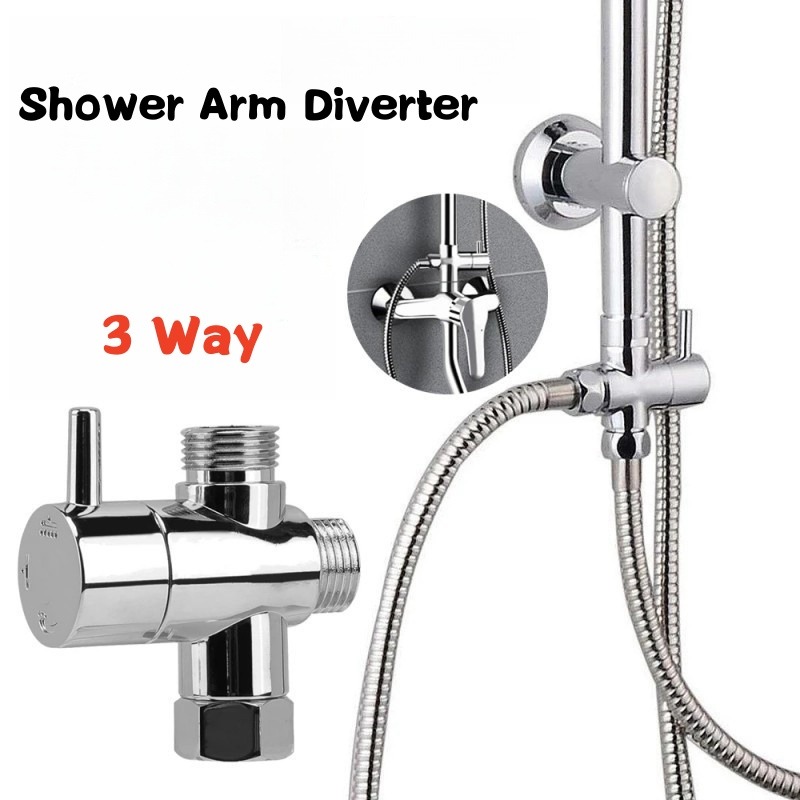 Messing metalen 3-weg douchekop omschakelklep G1/2 drie functieschakelaar adapter connector hoofd kraan badkameraccessoires