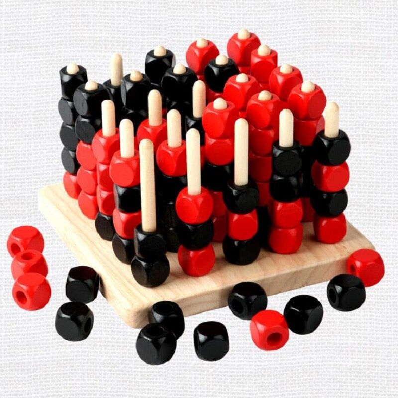Natural Wood Chess Three-Dimensional Wooden Four Chess Spatial Thinking Games Educational Toy