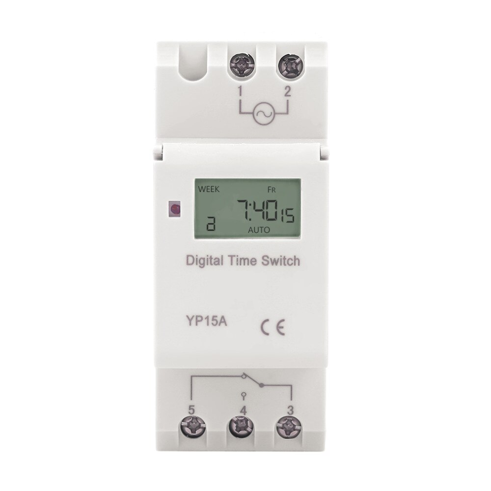 Panel Mounted Digital LCD Timer Electronic Programmable Timer Switch Lithium Battery Powered Digital Timer THC 15A AC 220V