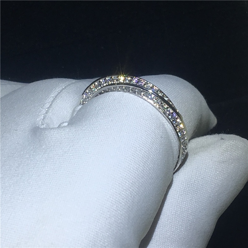 Anello infinito in argento Sterling 925 Micro pavimenta AAAAA anelli di fidanzamento con zirconi cubici per gioielli da donna