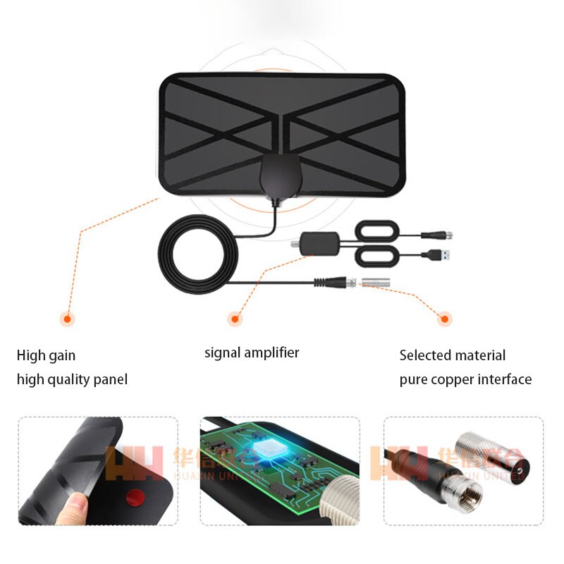 Digital TV Antenna indoor ground wave digital high-definition antena 4K 1080P antenna signal booster HDTV Amplified