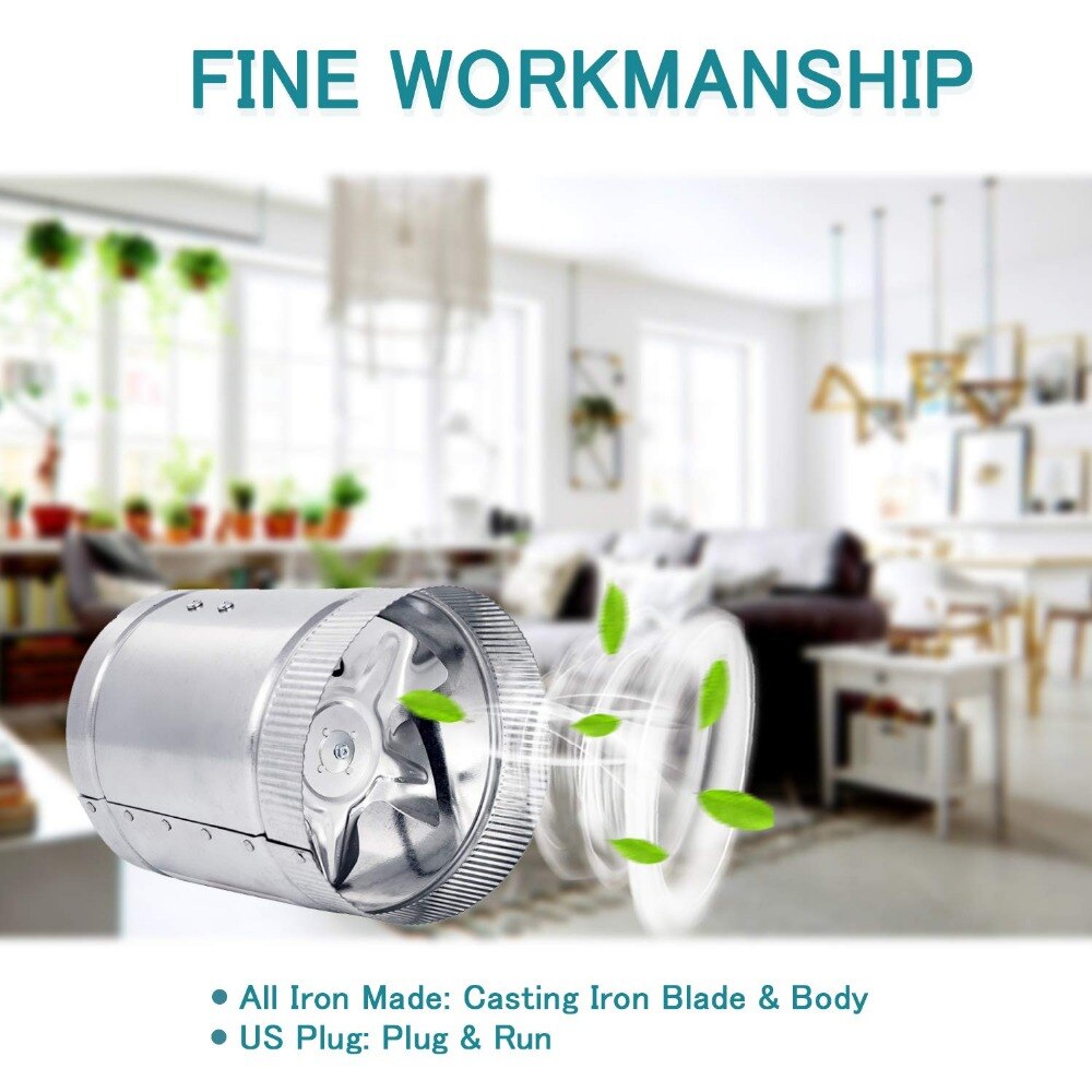 4''6'' Silent Inline Duct Fan Air Extractor For Kitchen Hood Exhaust Ventilation Outlet 110V 220V Ventilator 100cfm 240cfm