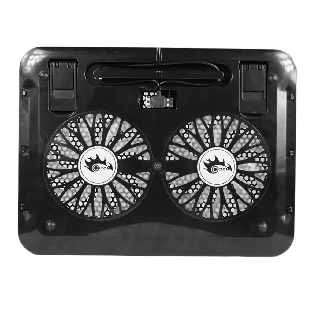 Blue LED Dual Fans USB Port Cooling Stand Pad Cooler For Laptop Notebook: Black