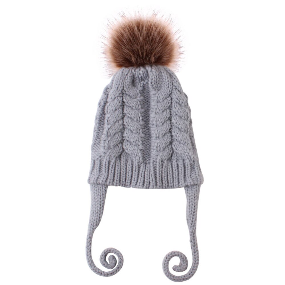 Gevlochten Gebreide Hoed Baby Haak Beanie Cap Winter Warme Muts Hoofdtooi (Zwart): Grey