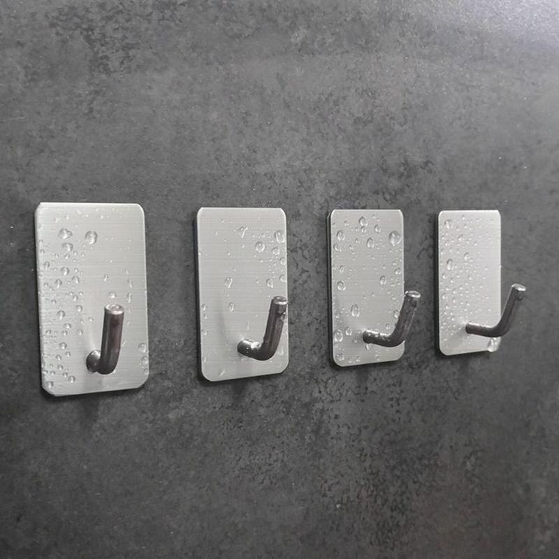 1pcs Stainless Steel Wall Hook Coat Towel Hooks Strong Self Hooks Adhesive Towel For Bathroom Holder Waterproof Storage Hoo F7I5