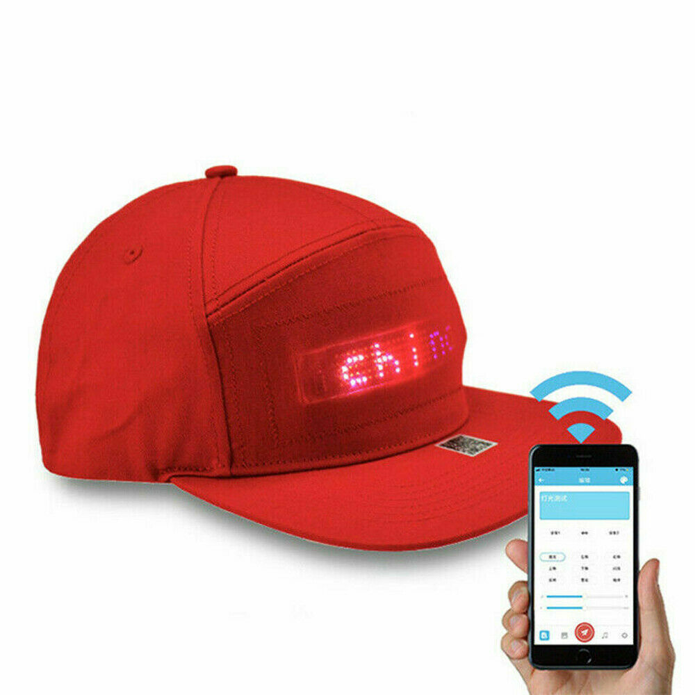 Unisex Men Women Animated LED Message Sign Hiphop Cap Adjustable Baseball Hat: Red