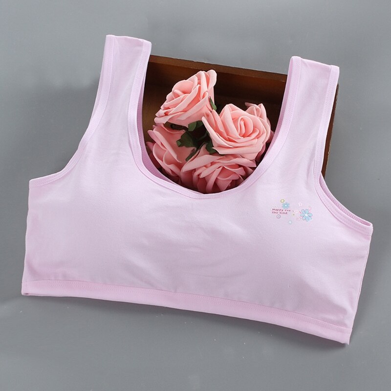 Top de algodón para chica joven, ropa interior para chico, deporte, entrenamiento inalámbrico, pubertad, sostén talla grande