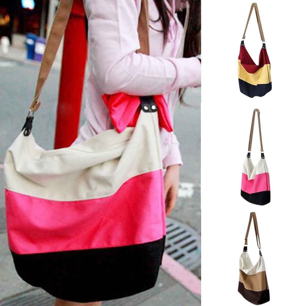 Senhoras tri-color listrado bolsa de lona grande capacidade tote bags algodão pano reutilizável sacola de compras feminina bolsas # p