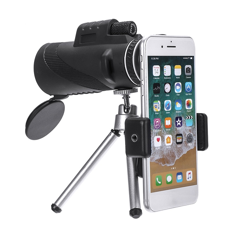 Telescopio Monocular para teléfono móvil con Zoom HD de 40x60 pulgadas, Mini trípode, lente de objetivo manual con Clip para teléfono