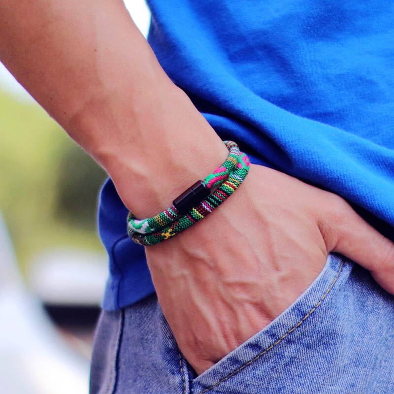 en hombres pulsera de cuerda Bohemia atraer pulsera magnética aventura supervivencia Braslet Pulseras Hilo Hombre Surf en la playa Brazalete: 21,5 cm / Chapado en cobre envejecido