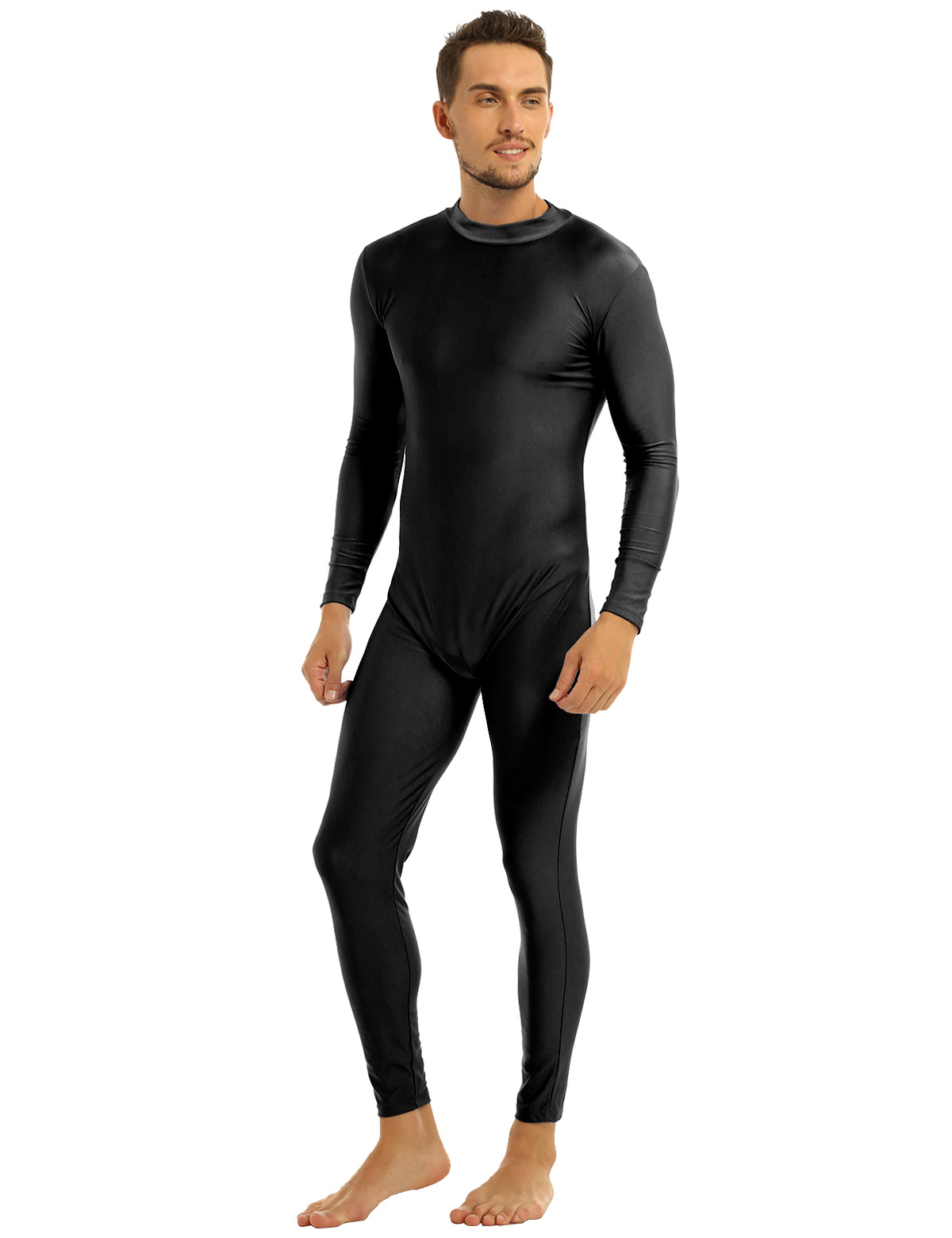 Darm passen Männer Kleidung der verspotten Nacken Overall Kostümich Haut-Enge fest Farbe Unitard Karosserie Trikot Bodystocking Dancewear
