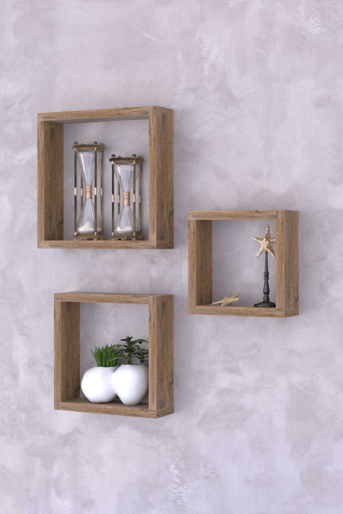 Square Wall Shelf Bookcase with 3x27;