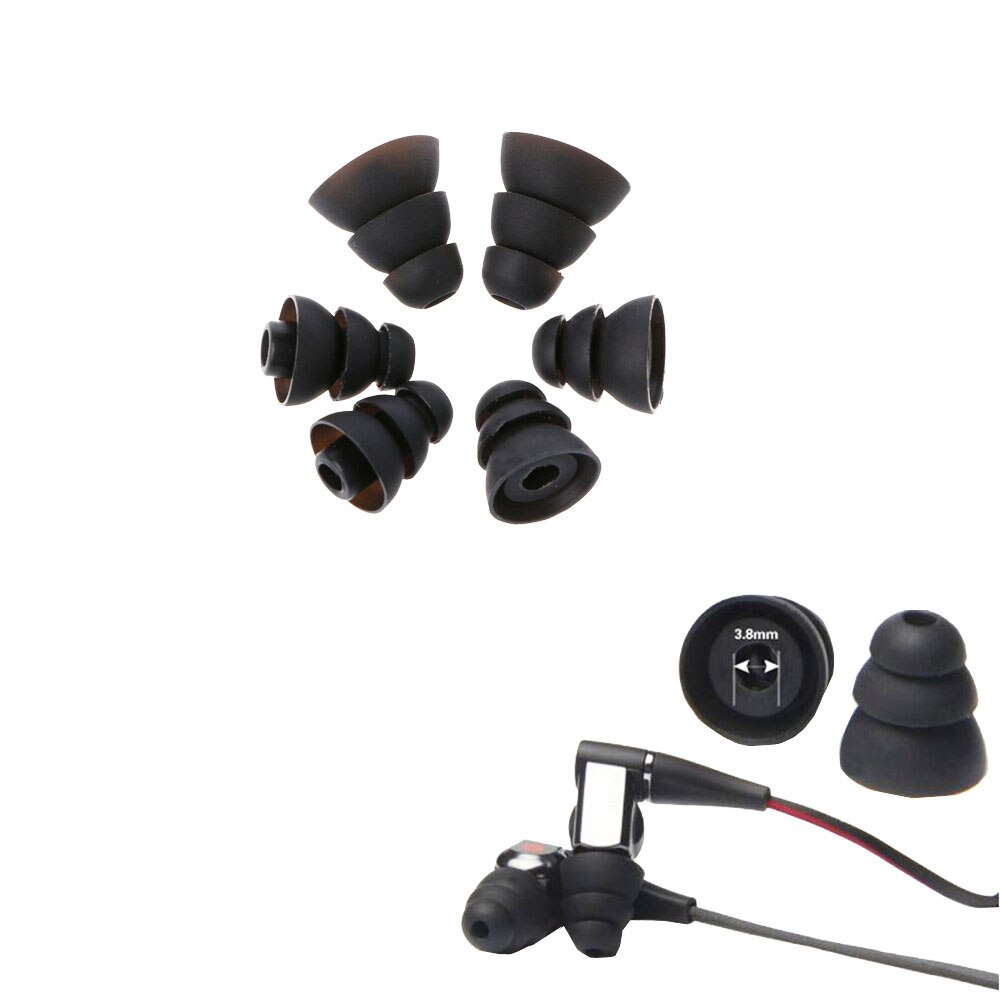 Generieke in-ear oordopjes siliconen oordopjes oordopjes tips cover 3.8mm triple flens vervangende hoofdtelefoon oordopjes tips oordopjes 6 stuks