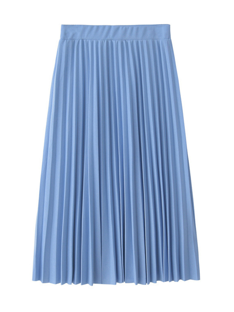 Spring and Autumn Women's High Waist Pleated Solid Color Half Length Elastic Skirt Promotions Lady Black Pink