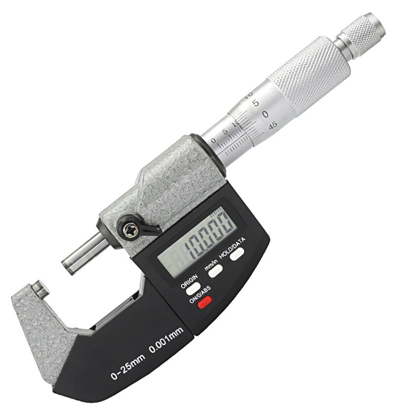 0-25mm mikron digital utvendig mikrometer elektronisk mikrometer målemåler 0.001mm digitale måleverktøy: Med skala