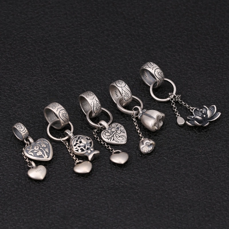 Emith-colgante de flor de loto para hombre, collar redondo Compatible con todo, joyería de estilo chino de buena suerte,