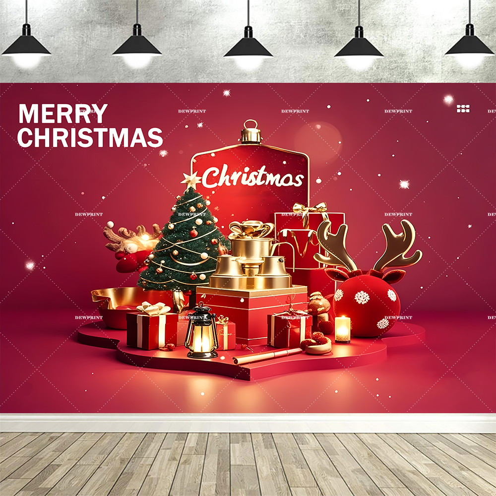 Natal pano de fundo vermelho para fotografia bola de natal presentes sino pinheiro verde neve rústica ano novo festa de família decoração fundo: CÉU AZUL / 150 * 150