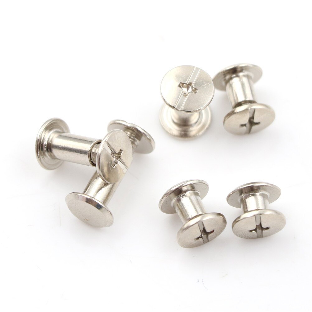 10PCS/lot Silver Nickel Plating Nickel Binding Chicago Screws Nail Rivets Photo Album Leather Craft 5x6mm