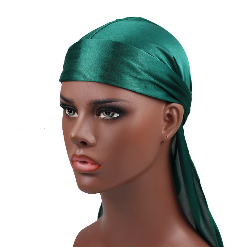 Perruques Turban en Satin Durag pour homme | Couvre-chef de motard, bandeau de luxe, chapeau Pirate, accessoires pour cheveux,: green