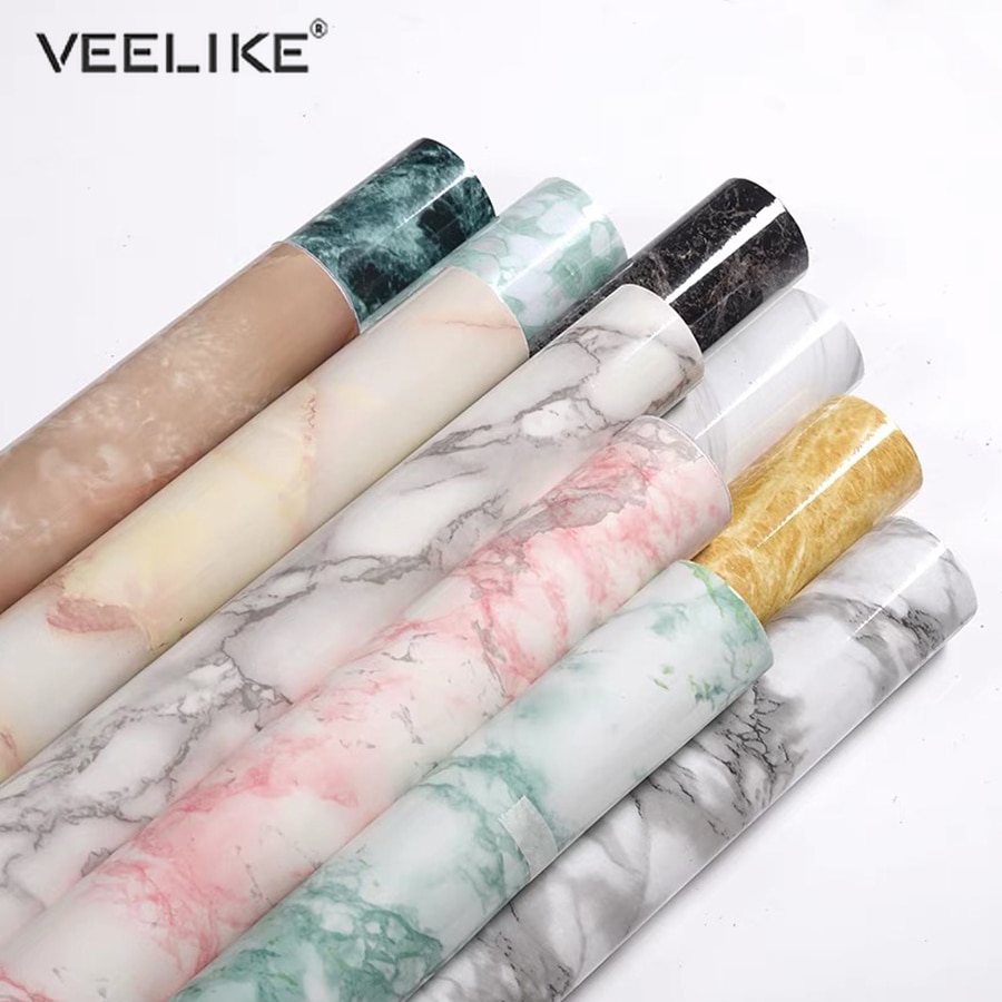 Neue Stil 1 Meter Wasserdichte Vinyl Marmor Tapeten Selbst-Klebstoff Moderne Wohnzimmer Küche Zauberstab Aufkleber DIY Raum Dekoration