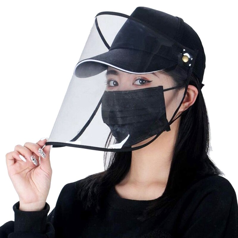 Peaked Hat Dustproof Cover Baseball Cap Adjustable with Clear Face Shield