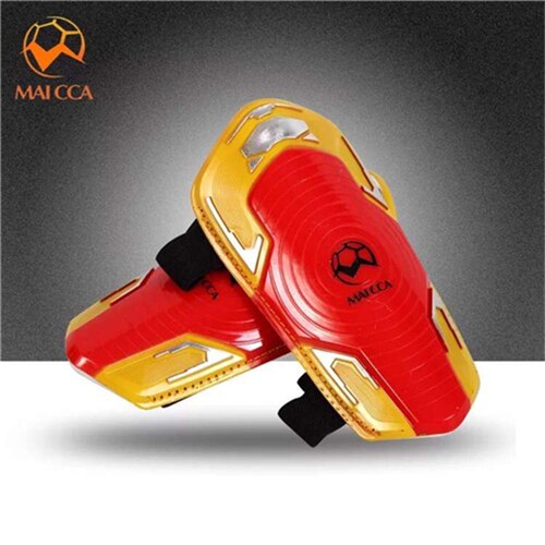 Maicca profissional caneleiras de futebol protetor de perna de futebol shin guard jogador formação luz espuma macia esportes equipamentos jogo: Vermelho