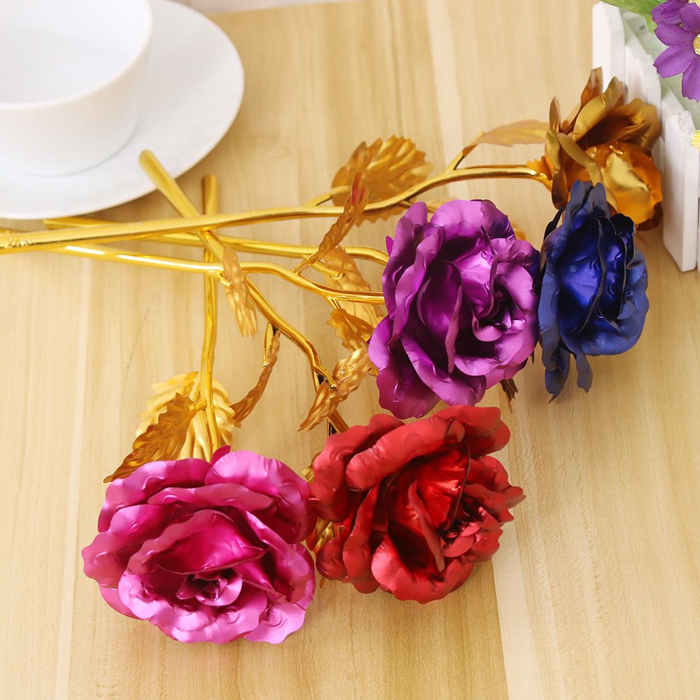 Echte Rose Vergoldet Mit 999er Gold – Personalisierbar Mit Wunschtext, 16 Cm, In Geschenkbox Mit Zertifikat