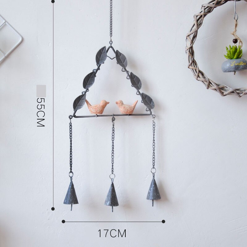 Campanilla de hierro forjado de estilo japonés, decoración para habitación, colgante de puerta, campana de viento para animales, ornamento para exteriores LA526: triangle gray