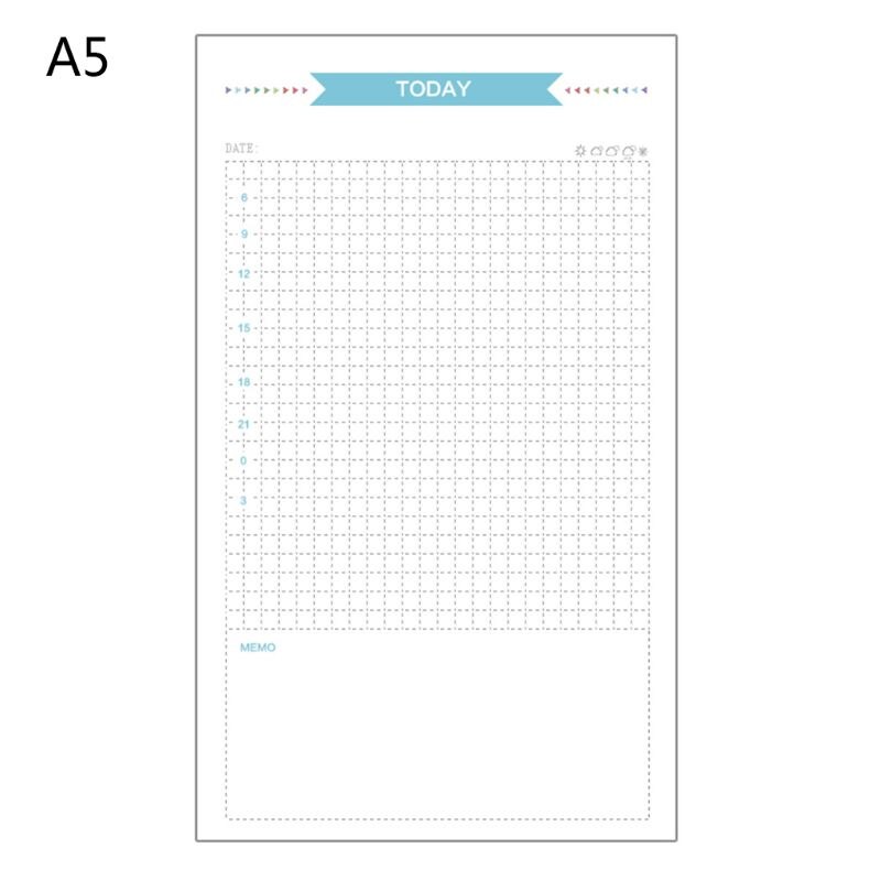 6 Holes Refill Inner Paper Diary Week Month Planner for A5 Loose Leaf Notebook: E