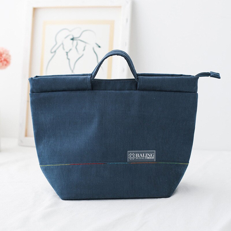 PURDORED 1 Pc Einfarbig Frauen Große Mittagessen Tasche Tragbare Isolierung und Kalten Erhaltung Lebensmittel Lagerung Tasche KidLunch Kasten Tasche: Marine