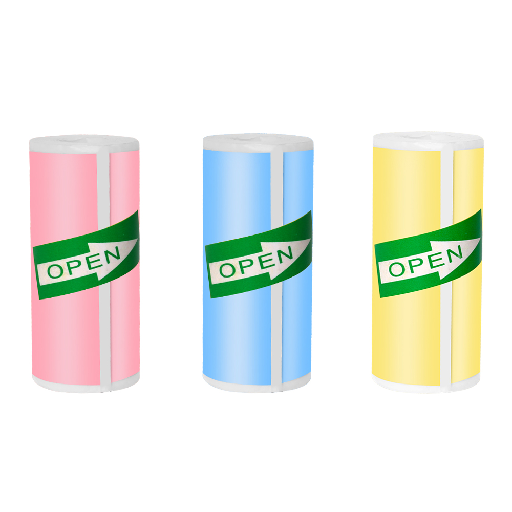 57*25MM HD Mini Printer Thermal Paper Self-adhesive Roll Paper Label Sticker Photo Inkless Printing Portable Printer Color Paper: Red