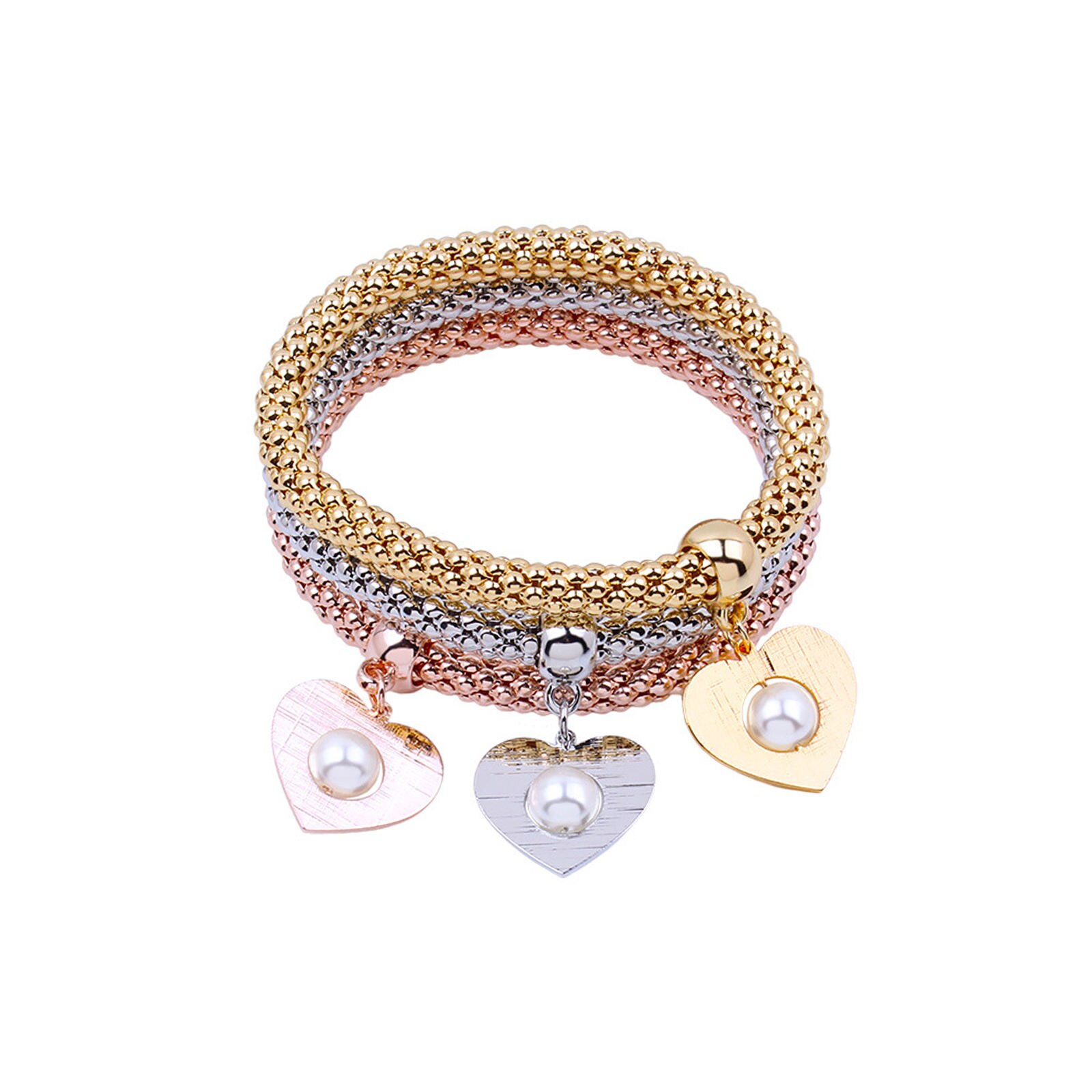 Braccialetti multistrato 3 pezzi braccialetto a catena di mais misto Vintage retrattile per festa Casual