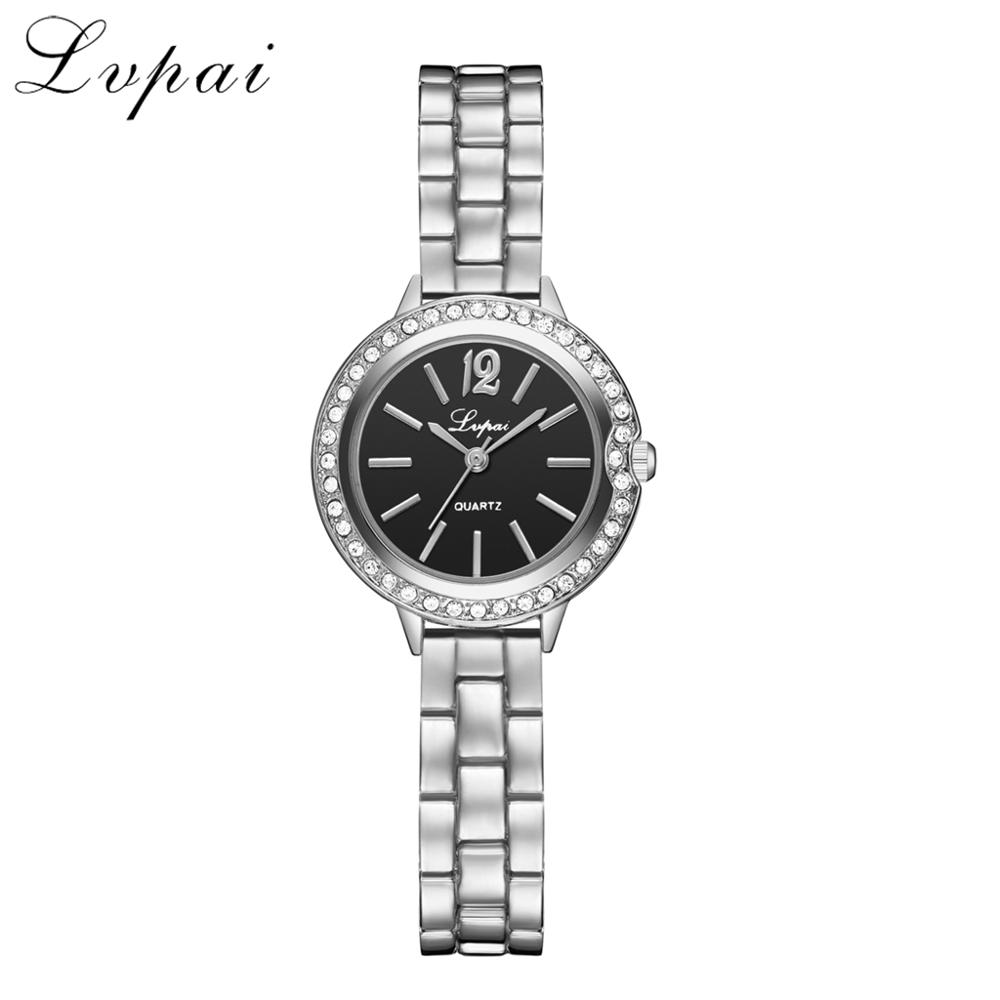 Lvpai Horloge Vrouwen Rose Gold Luxe Klok Vrouwen Armband Horloge Dames Luxe Rvs Vrouwen Klok: Silver Black