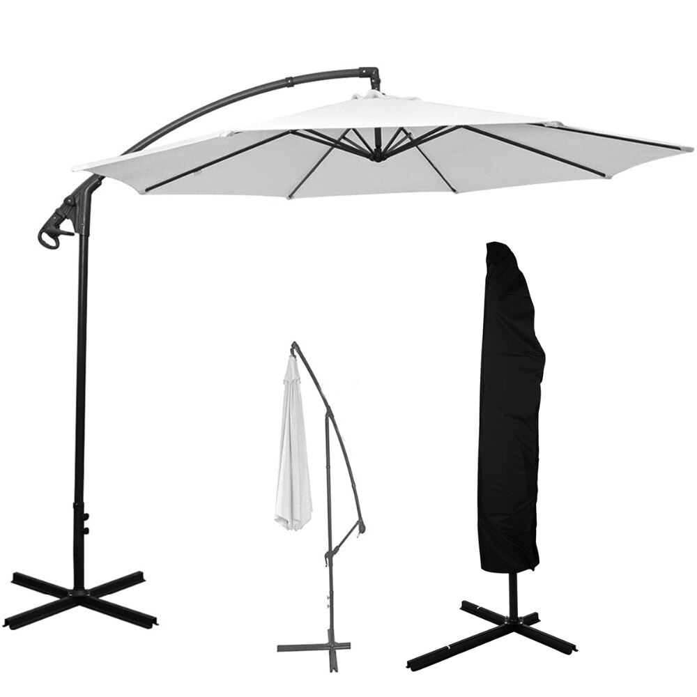 265cm gårdhave parasol vandtæt paraplyafdækning udendørs paraply regndæksel løbebånd støv beskyttende etui cantilever måtte
