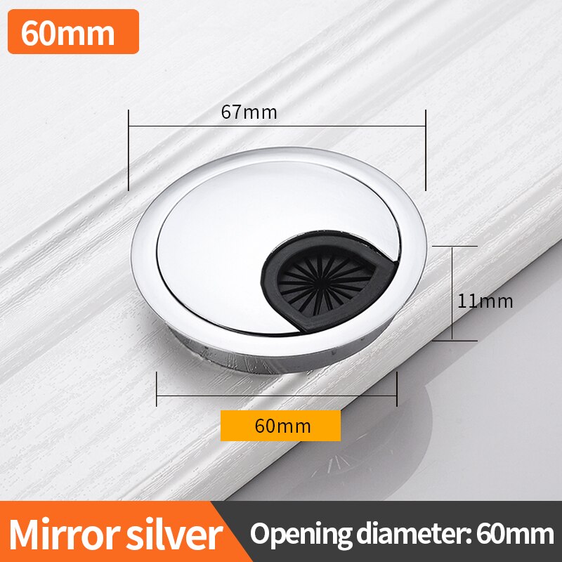 JZPENG Zinc Alloy Round Table Hole Cover Wire Outlet Port Computer PC Desktop Cable Sleeve60MM Wire Frame: Silver