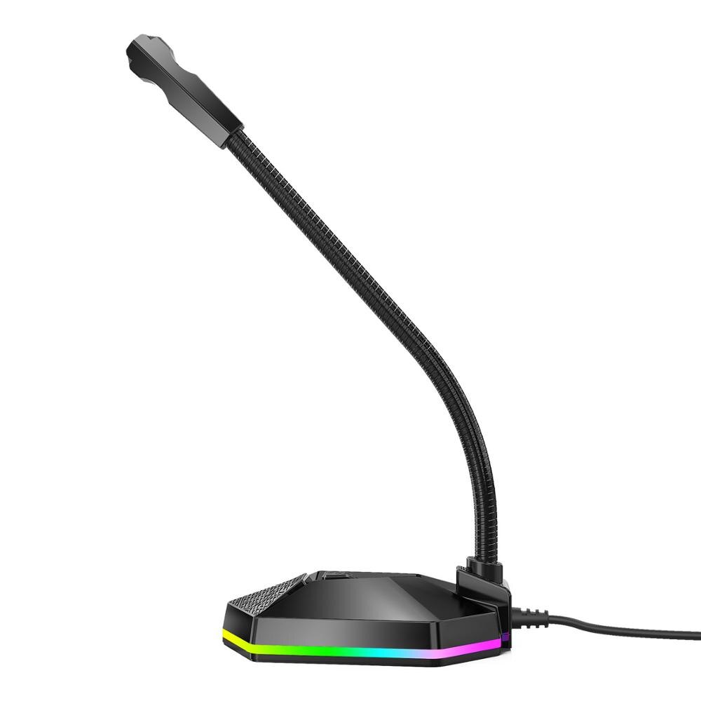 E-sports Game Microphone Colorful RGB Breathing Light Dynamic Wired Microphone USB Studio Gaming 360 Omnidirectionnel Microphone