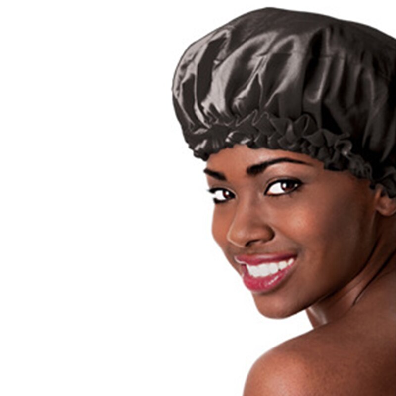 Shower Hat Night Sleep Caps Hair Care Satin Bonnet Caps Nightcap For Women Men Unisex TB: Coffee