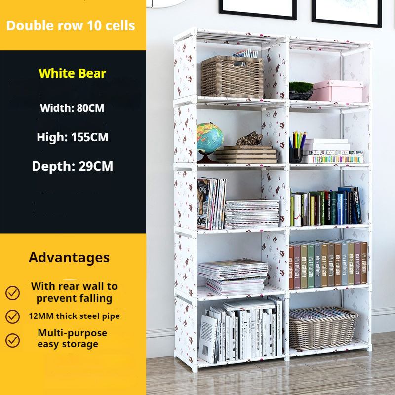 Bibliothèque Simple du sol au plafond, gain de place pour dortoir, support de rangement à domicile, résistant à l'usure, armoire de rangement multifonctionnelle: Marron