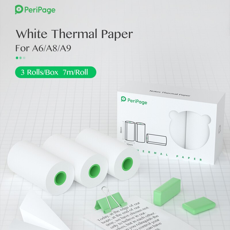 Peripage 56 x 30mm a6 termisk papir etiket papir klistermærke papir til termisk lomme mini printer  a6 a8 foto papeles termicos etikette: Hvidt termisk papir