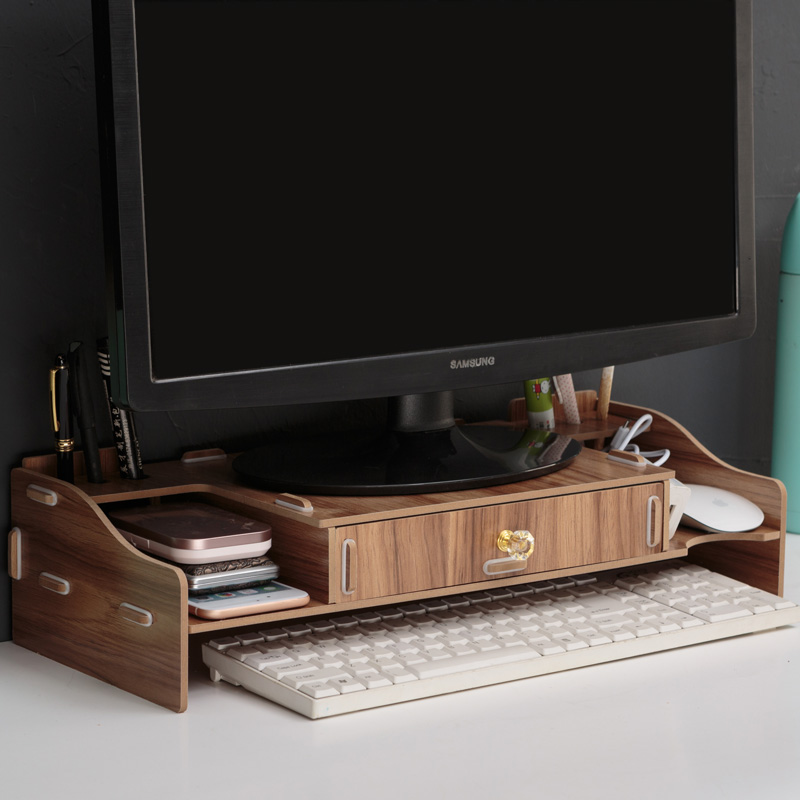 Multi-función de soporte de Monitor para escritorio pantalla de ordenador Riser estante de madera zócalo fuerte portátil soporte de escritorio soporte para portátil TV: brown