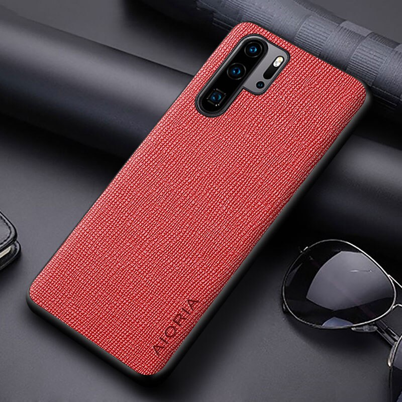 Case for Huawei P30 Pro P30 Lite coque Concise cross pattern Pu Leather soft TPU&amp;Hard PC phone cover for huawei p30 pro case: For P30 Lite / Dark Red