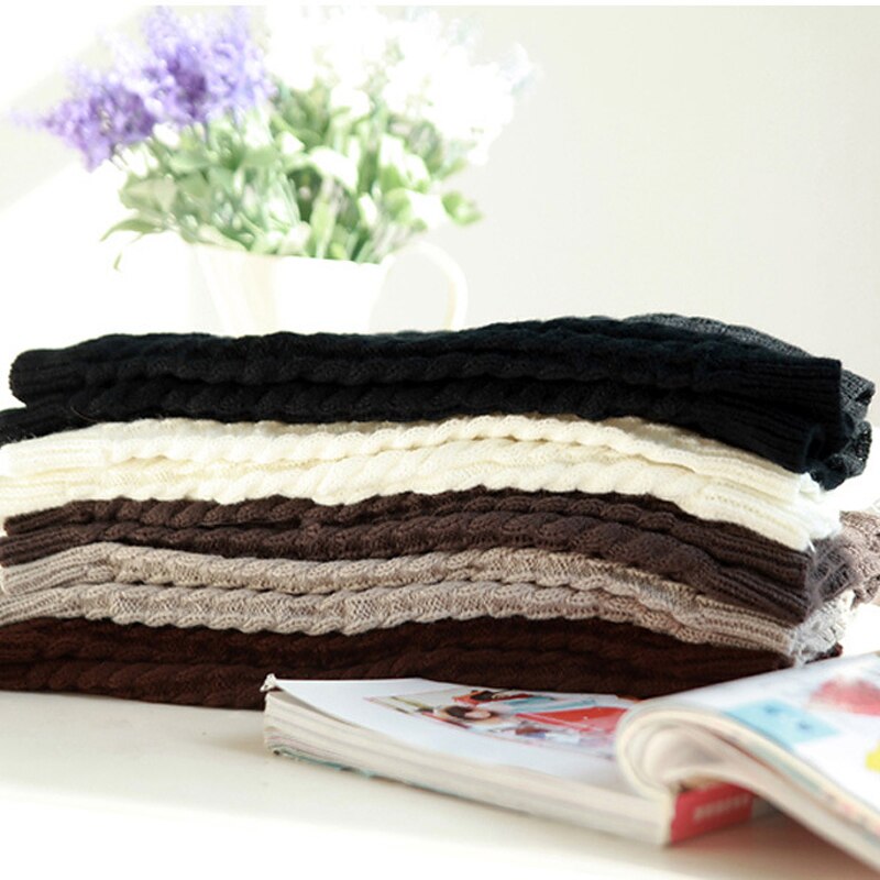 Jambières montantes en tricot pour femme, jambières, en laine, chaudes, solides, tenues d&#39;automne, hiver