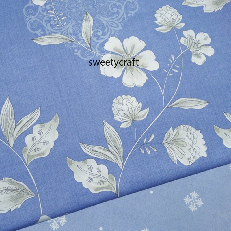 160 x 50cm blauwe bloemenprint 100%  katoenen stoffen van een halve meter tissus patchwork voor doe-het-zelf naaimateriaal babyjurk beddengoed doek