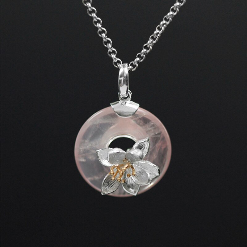 Lotus Plezier Echte 925 Sterling Zilver Natuurlijke Roze Steen Handgemaakte Fijne Sieraden Lotus Fluistert Hanger Zonder Ketting: Roze