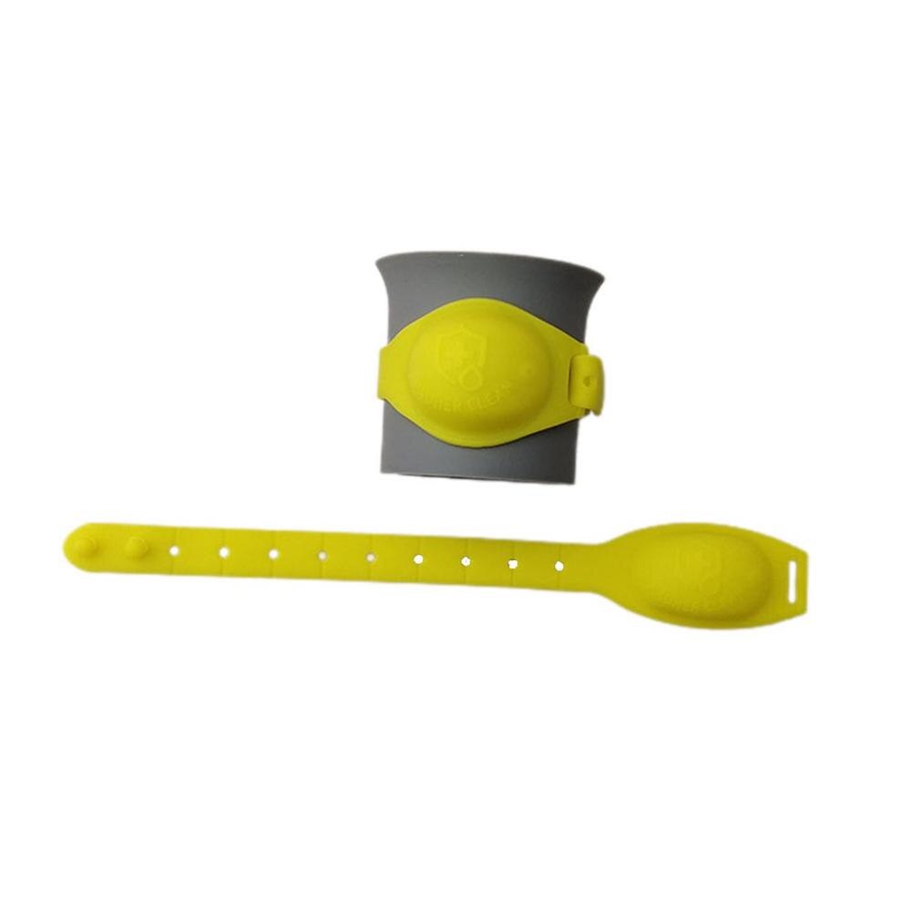 O bracelete descartável do silicone pode ser enchido com desinfetante da mão, garrafa da pulseira, desinfetante da mão do gel, álcool: YELLOW